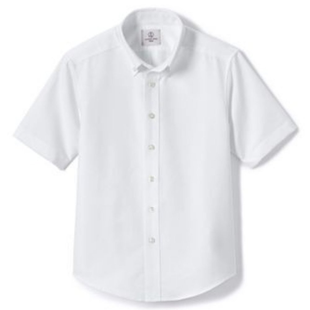 NWT LANDS' END UNIFORM BOY'S HUSKY SHORT SLEEVE‎ OXFORD DRESS SHIRT WHITE 16H